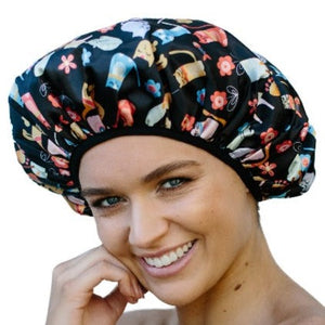Cat Print Shower Cap - Microfibre lined - Dilly's Collections -  Hair Beauty and Lifestyle Products Australia