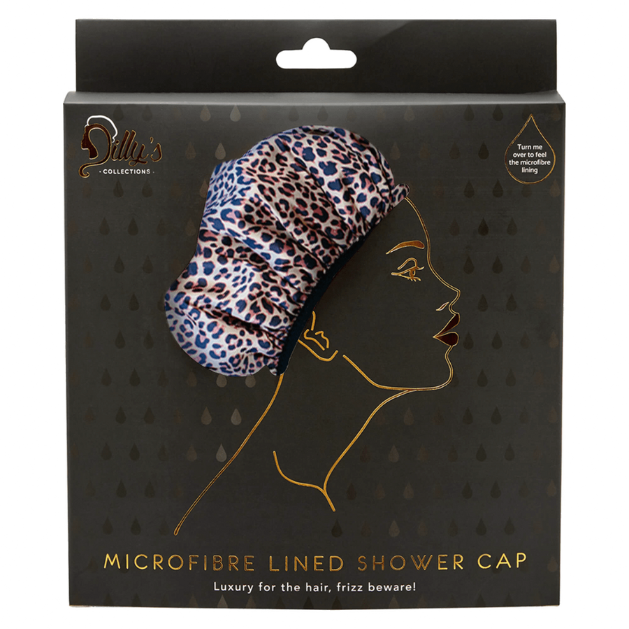 Leopard Print Shower Cap - Microfibre Lined - Dilly's Collections -  Hair Beauty and Lifestyle Products Australia