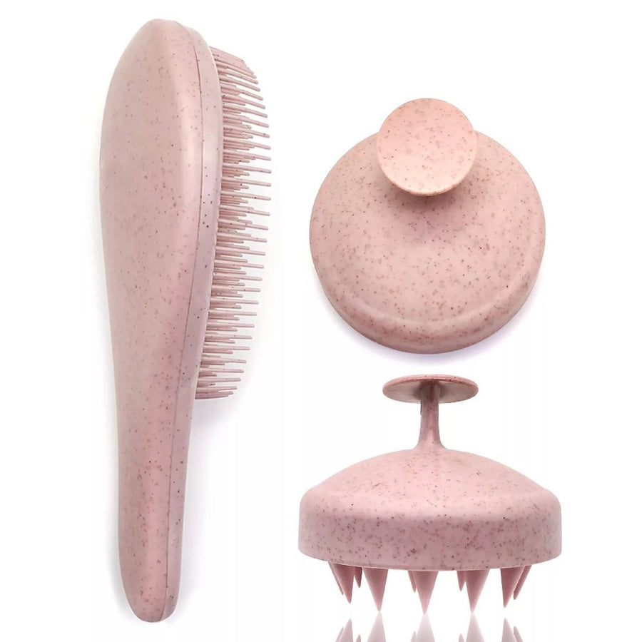 Hair Detangler and Scalp Massage Shampoo Brush Set - Pink - Dilly's Collections - Hair Beauty and Lifestyle Products Australia