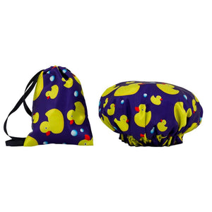 Every Day Shower Cap & Drawstring Bag - Duck Print - Dilly's Collections - Hair Beauty and Lifestyle Products Australia