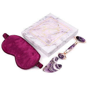 Facial Roller - Amethyst - Gua Sha Set & Eye Mask - Purple - Dilly's Collections -  Hair Beauty and Lifestyle Products Australia