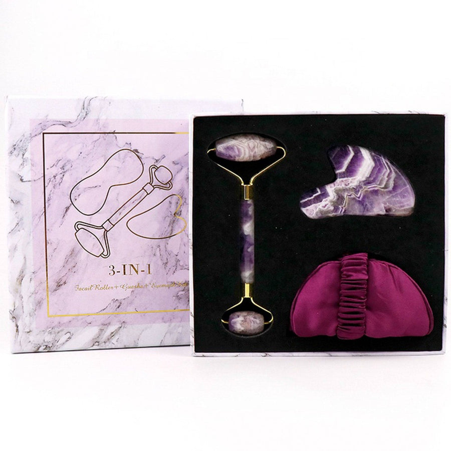 Facial Roller - Amethyst - Gua Sha Set & Eye Mask - Purple - Dilly's Collections -  Hair Beauty and Lifestyle Products Australia