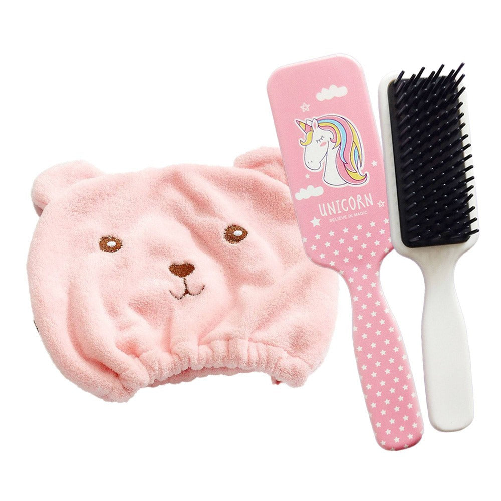 Hair Drying Turban and Hair Brush Set in Pink - Baby-Toddler - Dilly's Collections -  Hair Beauty and Lifestyle Products Australia