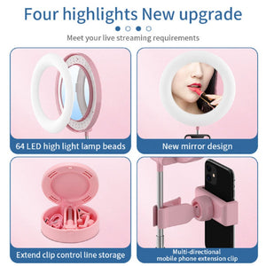 Portable LED Ring Light & Mirror Phone Stand - Pink - Dilly's Collections - Hair Beauty and Lifestyle Products Australia