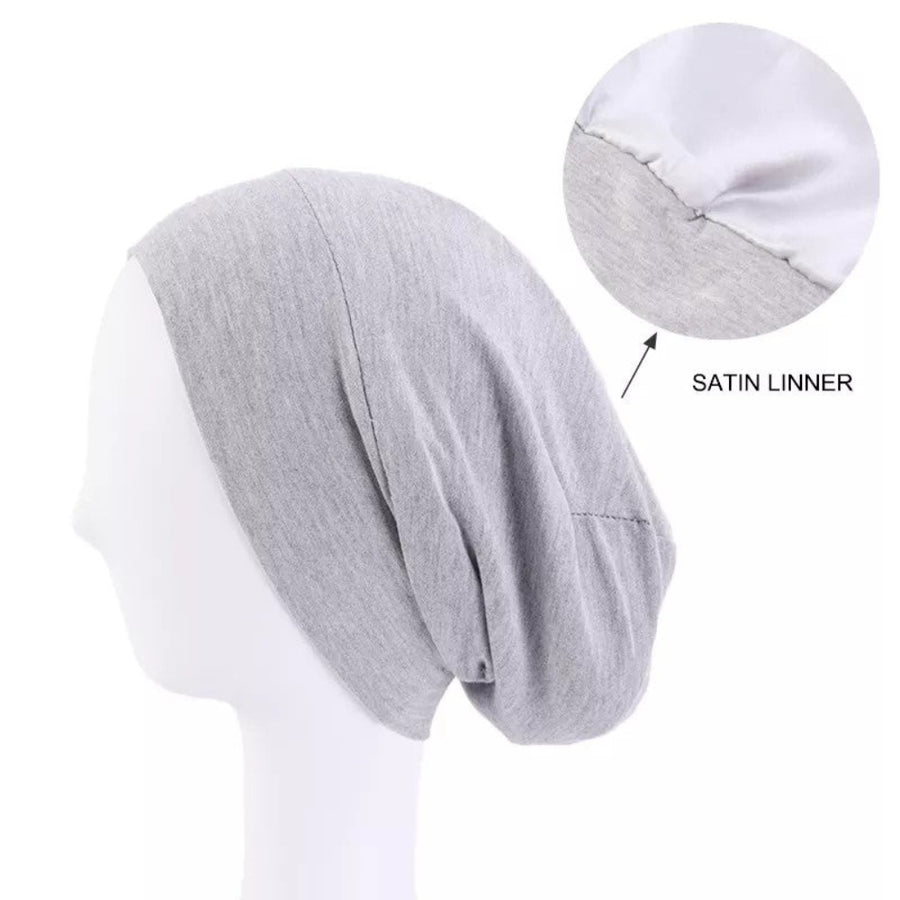Sleeping Cap -  Grey  - Bamboo & Satin Lined - Dilly's Collections - Hair Beauty and Lifestyle Products Australia