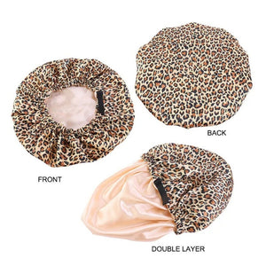 Sleeping Cap - Leopard Print Satin - Reversible - Dilly's Collections - Hair Beauty and Lifestyle Products Australia